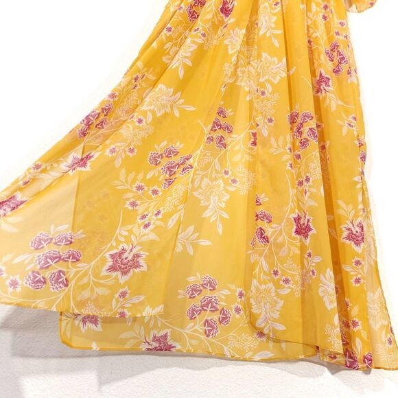 NEW Vince Camuto Floral Getaway Chiffon Duster Kimono Boho Yellow Plus Size 1X - Picture 7 of 14